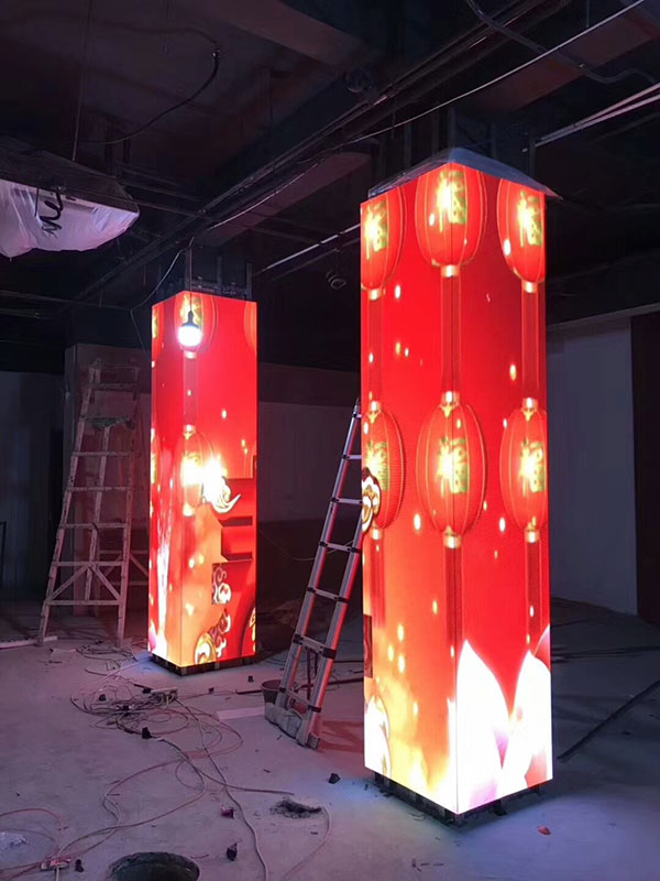 浙江温州瑞安市非物质文化遗产展馆柱形P2.5LED异形屏